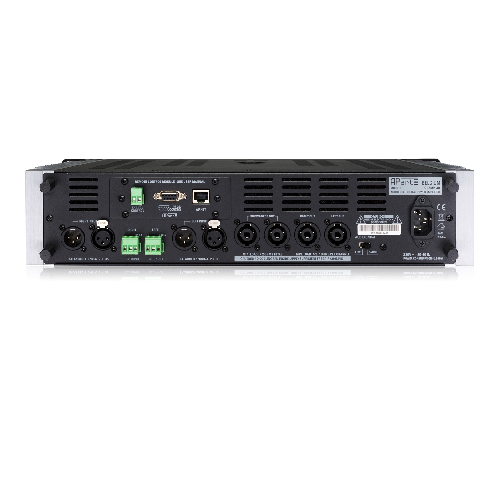 Стерео усилитель Biamp CHAMP-3D, 2x350W(8 Om)+ 1x1100W(2 Om)